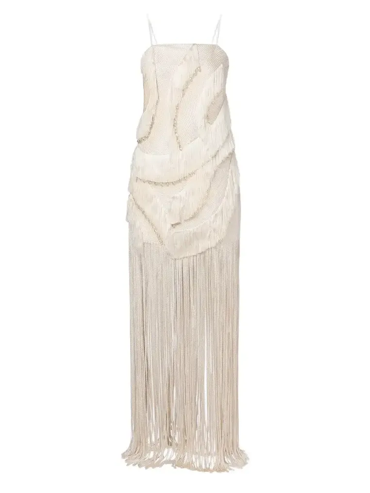 Embellished fringed minidress