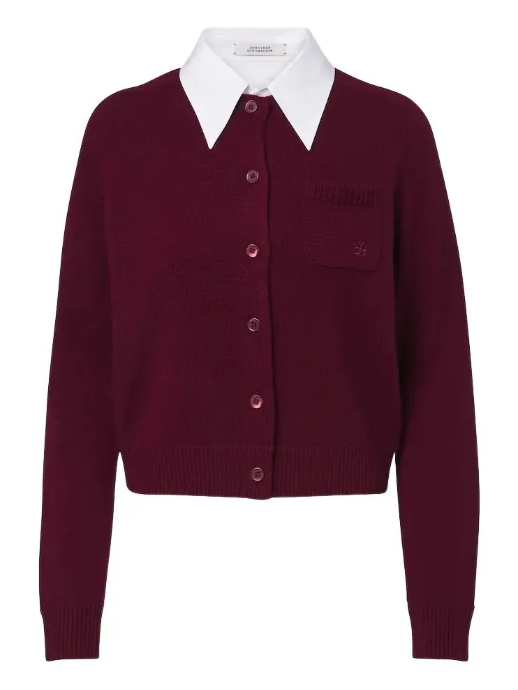Layered wool and cashmere cardigan