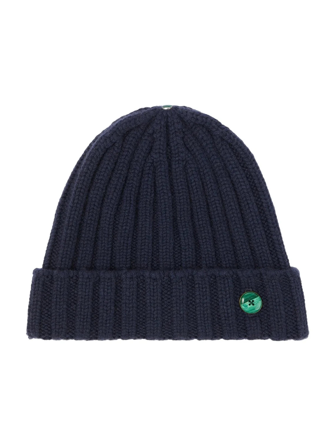 Ribbed-knit cashmere beanie with malachite