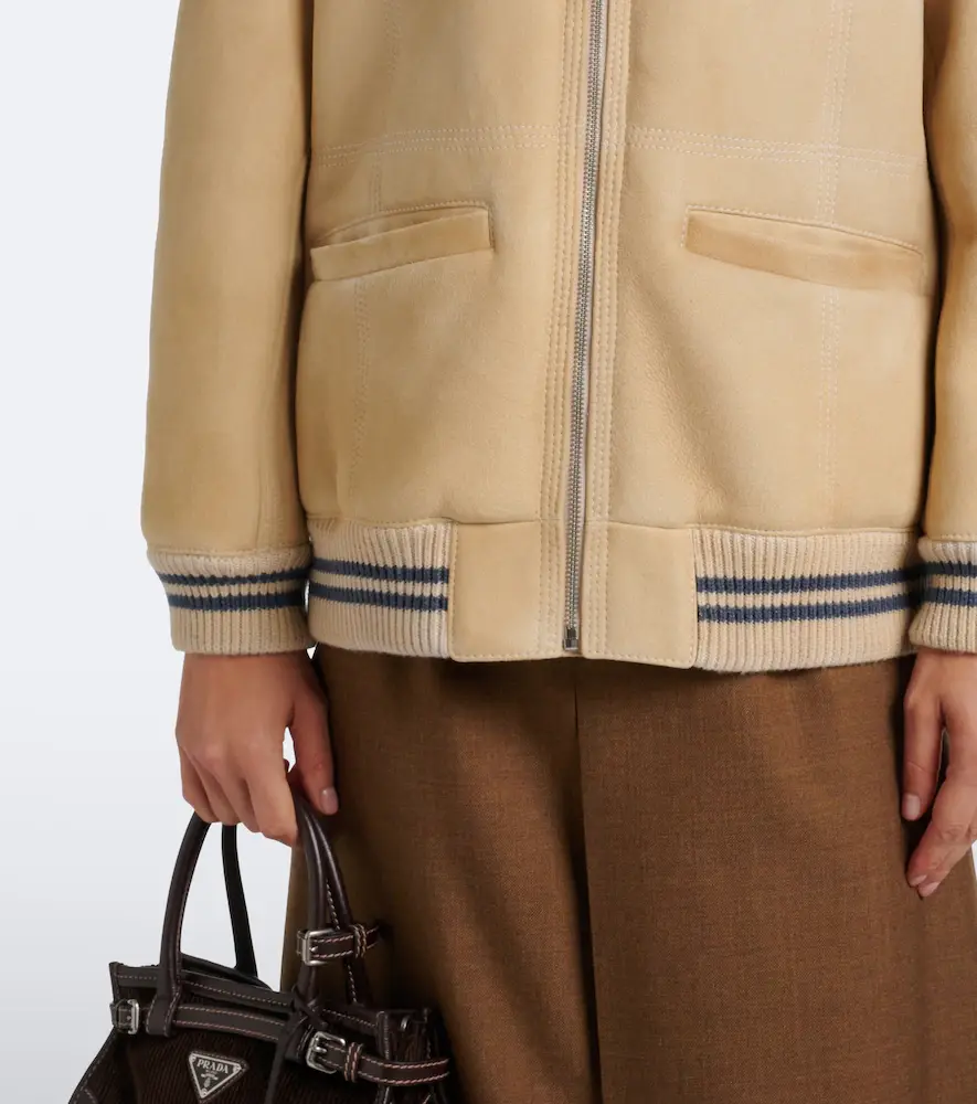 Prada Wool-trimmed shearling bomber jacket | Thumbnail 2 Prada Wool-trimmed shearling bomber jacket | Thumbnail 2