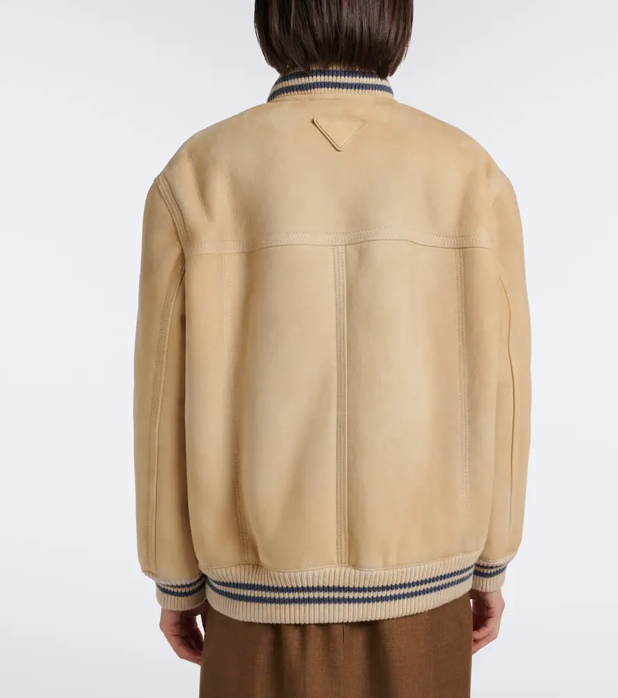 Prada Wool-trimmed shearling bomber jacket | Thumbnail 3 Prada Wool-trimmed shearling bomber jacket | Thumbnail 3