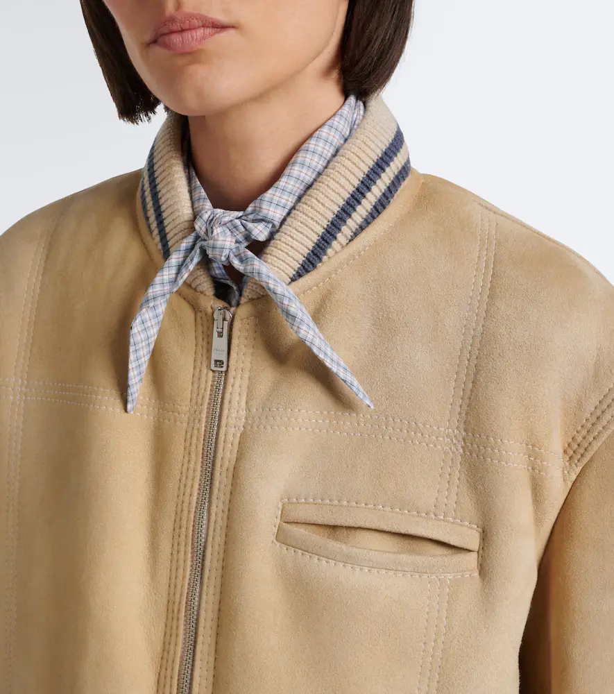 Prada Wool-trimmed shearling bomber jacket | Thumbnail 4 Prada Wool-trimmed shearling bomber jacket | Thumbnail 4