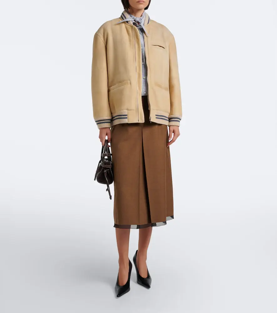 Prada Wool-trimmed shearling bomber jacket | Thumbnail 5 Prada Wool-trimmed shearling bomber jacket | Thumbnail 5