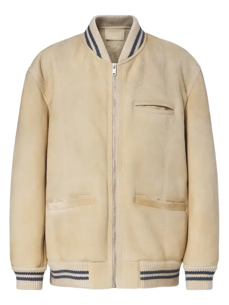Prada Wool-trimmed shearling bomber jacket