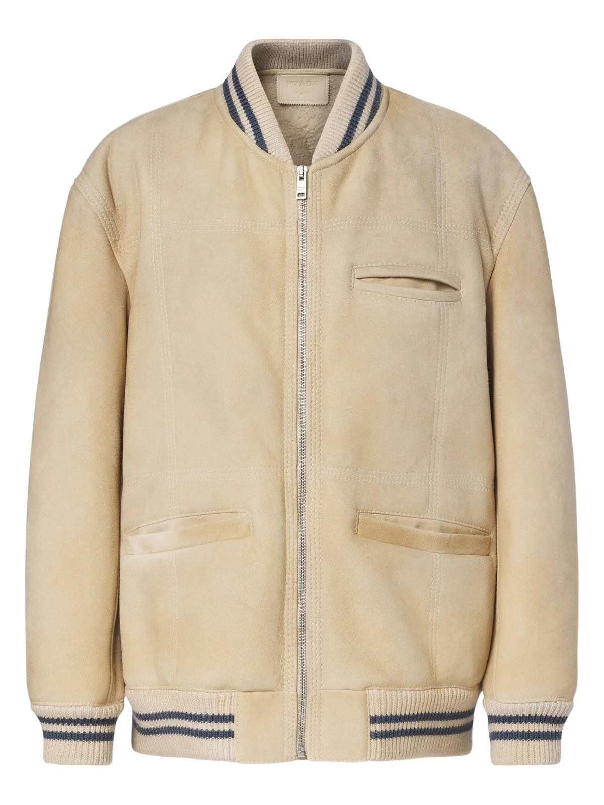 Wool-trimmed shearling bomber jacket Wool-trimmed shearling bomber jacket