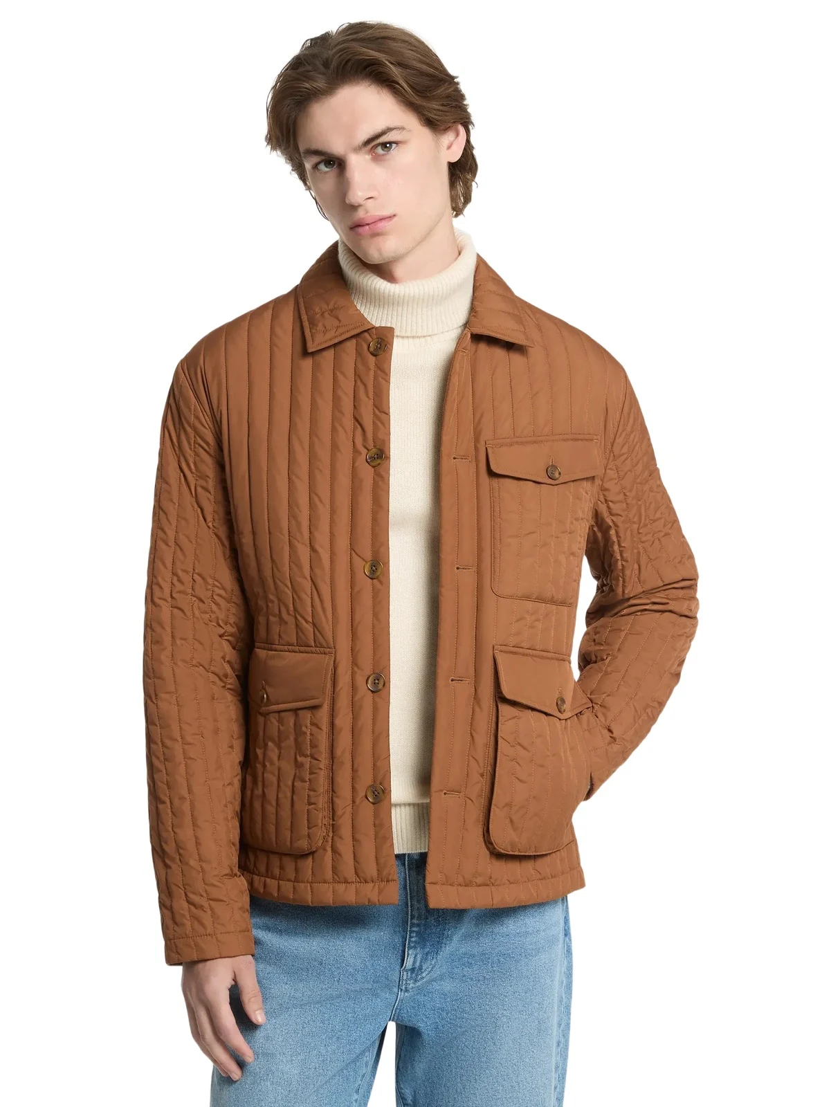 Quilted Chore Jacket in Brown