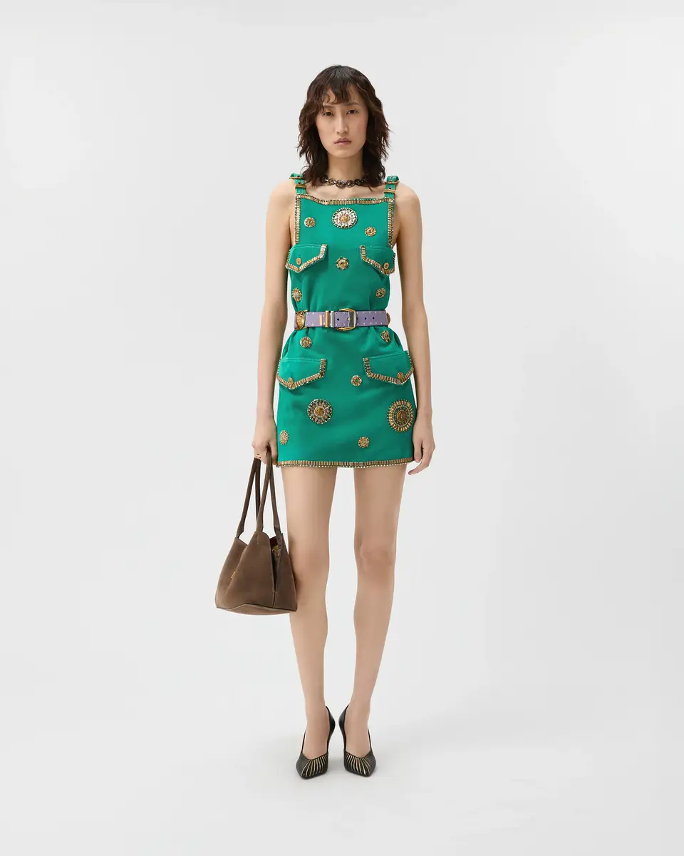 Versace Embroidered Suede Mini Dress | Thumbnail 2 Versace Embroidered Suede Mini Dress | Thumbnail 2