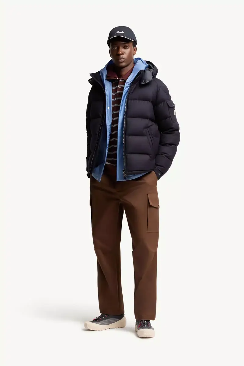 Moncler Montgenevre Hooded Wool Flannel Short Down Jacket | Thumbnail 3