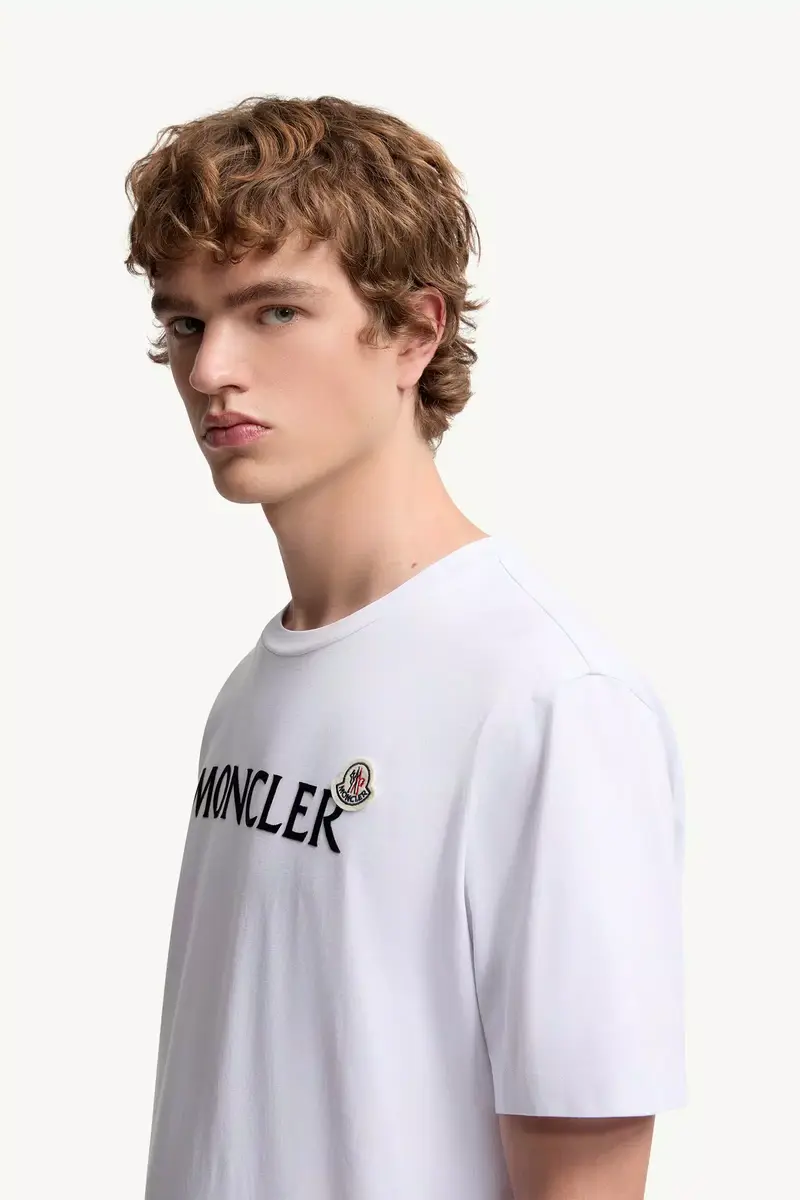 Moncler Flocked Logo Cotton T-shirt | Thumbnail 3