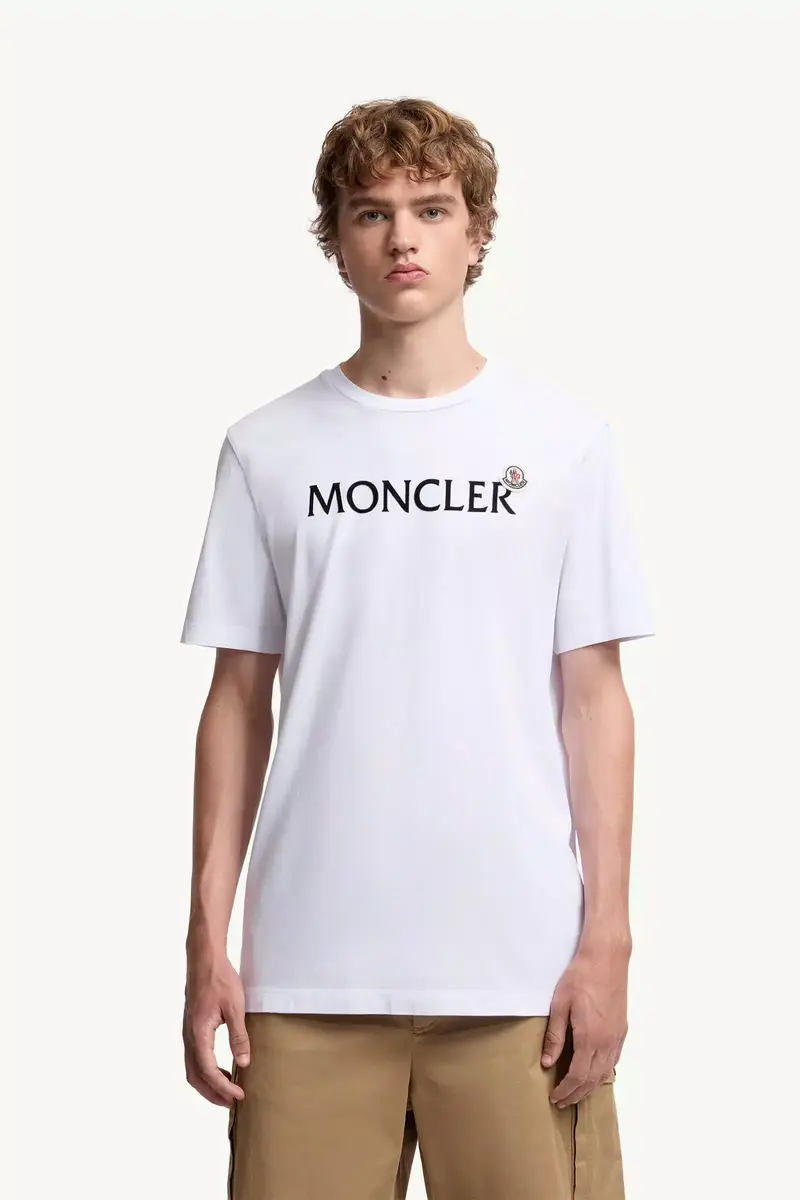 Moncler Flocked Logo Cotton T-shirt | Thumbnail 4