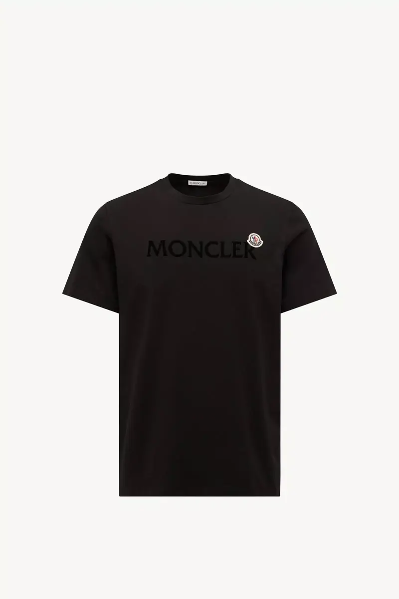 Moncler Flocked Logo Cotton T-shirt | Thumbnail 2 Moncler Flocked Logo Cotton T-shirt | Thumbnail 2