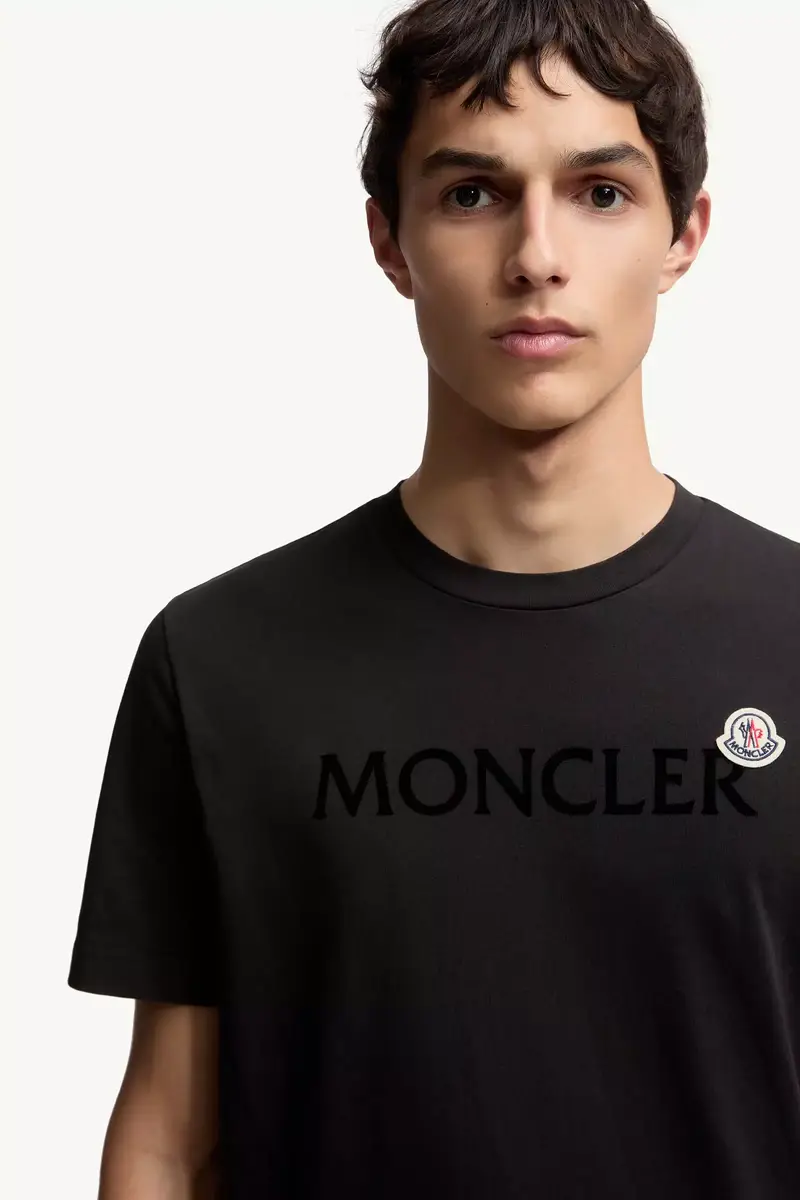 Moncler Flocked Logo Cotton T-shirt | Thumbnail 7 Moncler Flocked Logo Cotton T-shirt | Thumbnail 7