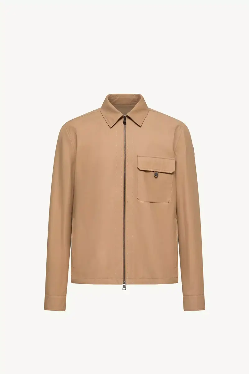 Moncler Leather Logo Cotton Blend Shirt Jacket | Thumbnail 2 Moncler Leather Logo Cotton Blend Shirt Jacket | Thumbnail 2