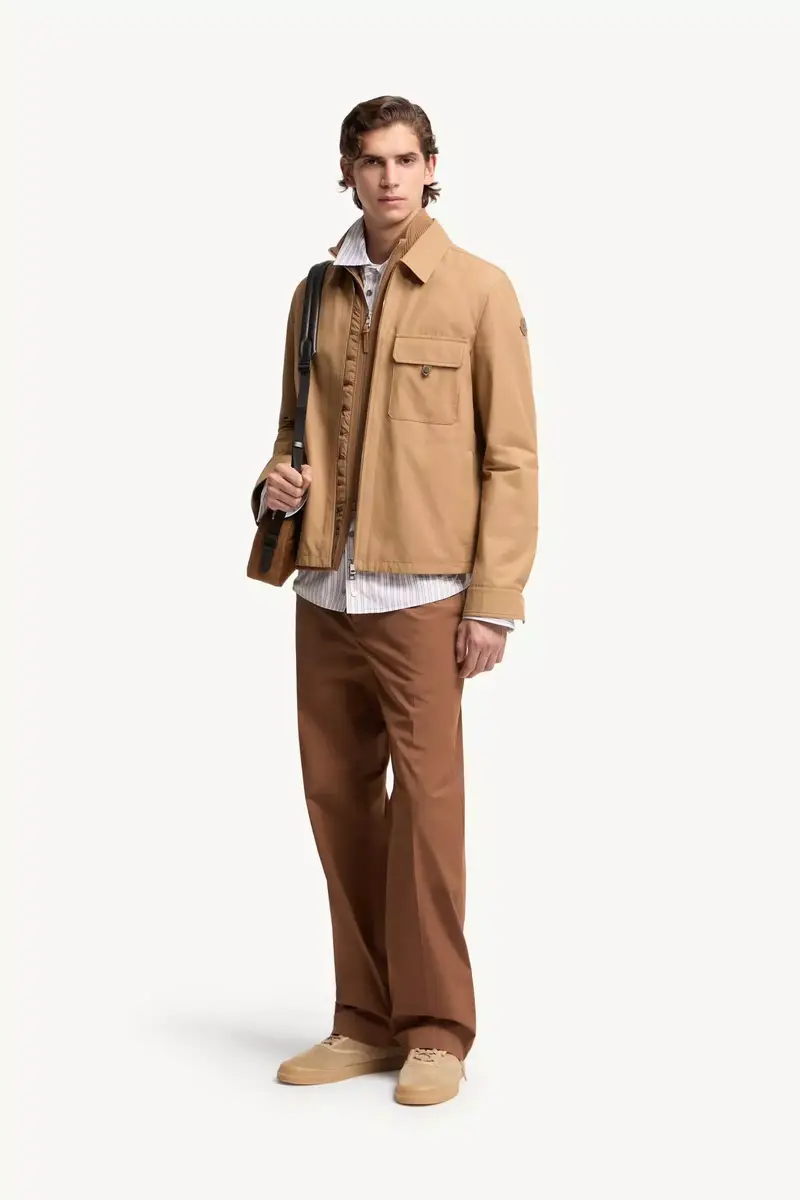 Moncler Leather Logo Cotton Blend Shirt Jacket | Thumbnail 3 Moncler Leather Logo Cotton Blend Shirt Jacket | Thumbnail 3