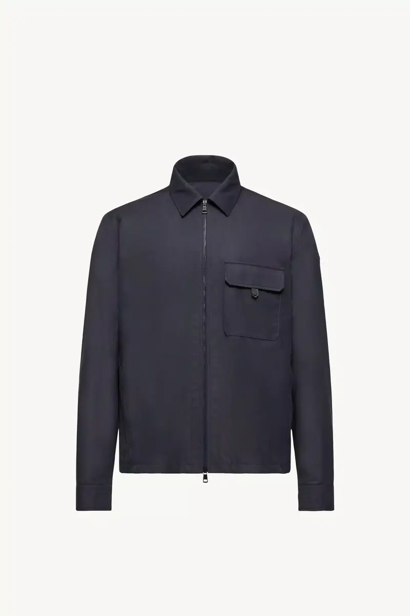 Moncler Leather Logo Cotton Blend Shirt Jacket | Thumbnail 2