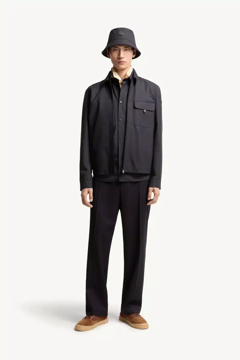Moncler Leather Logo Cotton Blend Shirt Jacket | Thumbnail 3