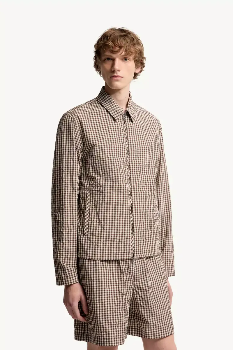 Moncler Vichy Cotton Blend Zip-up Shirt Jacket | Thumbnail 5