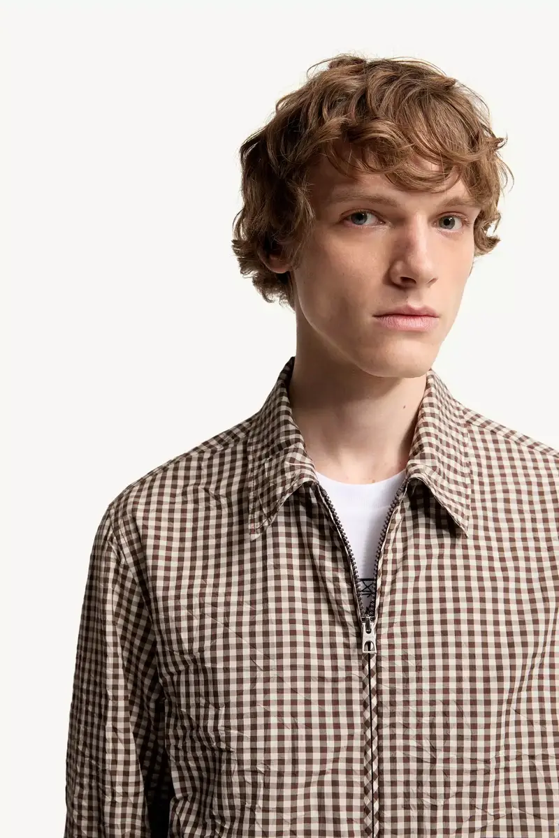 Moncler Vichy Cotton Blend Zip-up Shirt Jacket | Thumbnail 7