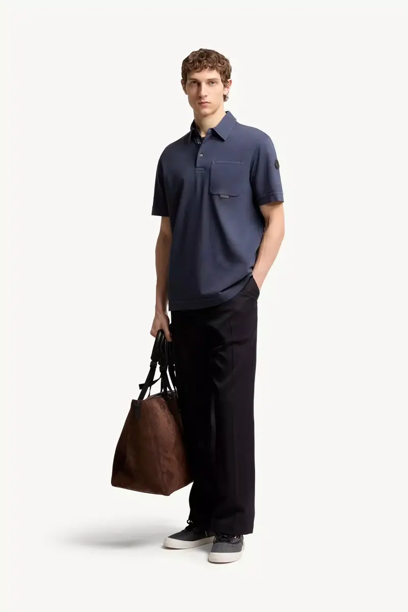 Moncler Leather Logo Cotton Piquet Polo Shirt | Thumbnail 3 Moncler Leather Logo Cotton Piquet Polo Shirt | Thumbnail 3