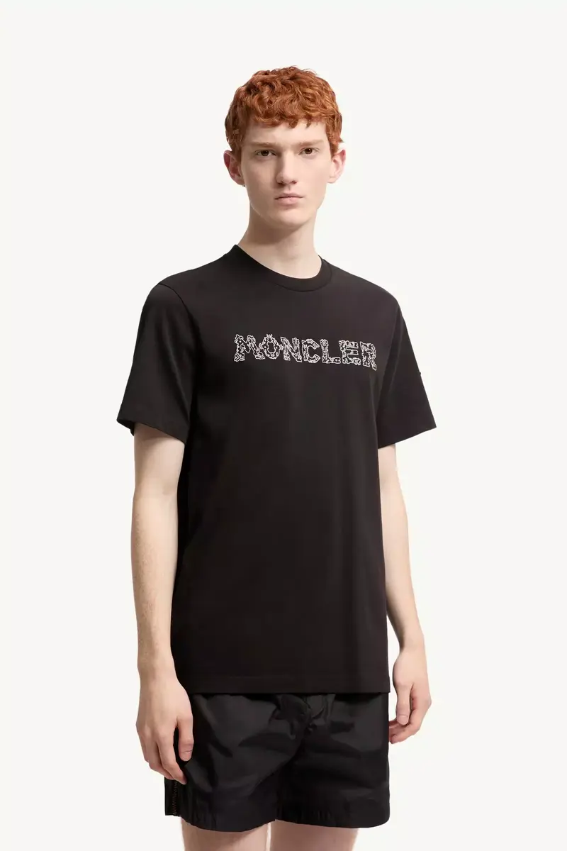 Moncler Space Embroidered Logo Cotton T-shirt | Thumbnail 5