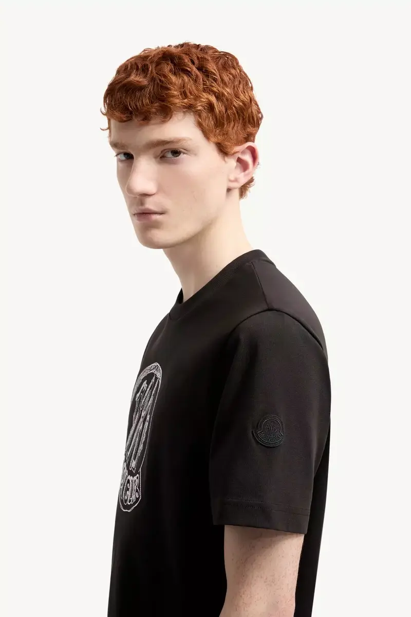 Moncler Sketch Embroidered Logo Cotton T-shirt | Thumbnail 4