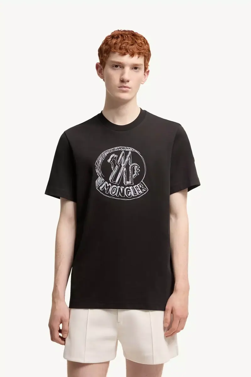Moncler Sketch Embroidered Logo Cotton T-shirt | Thumbnail 5