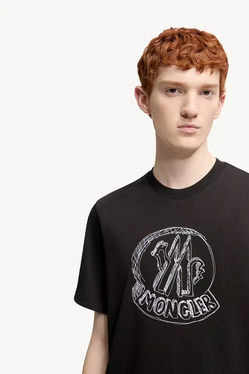 Moncler Sketch Embroidered Logo Cotton T-shirt | Thumbnail 7
