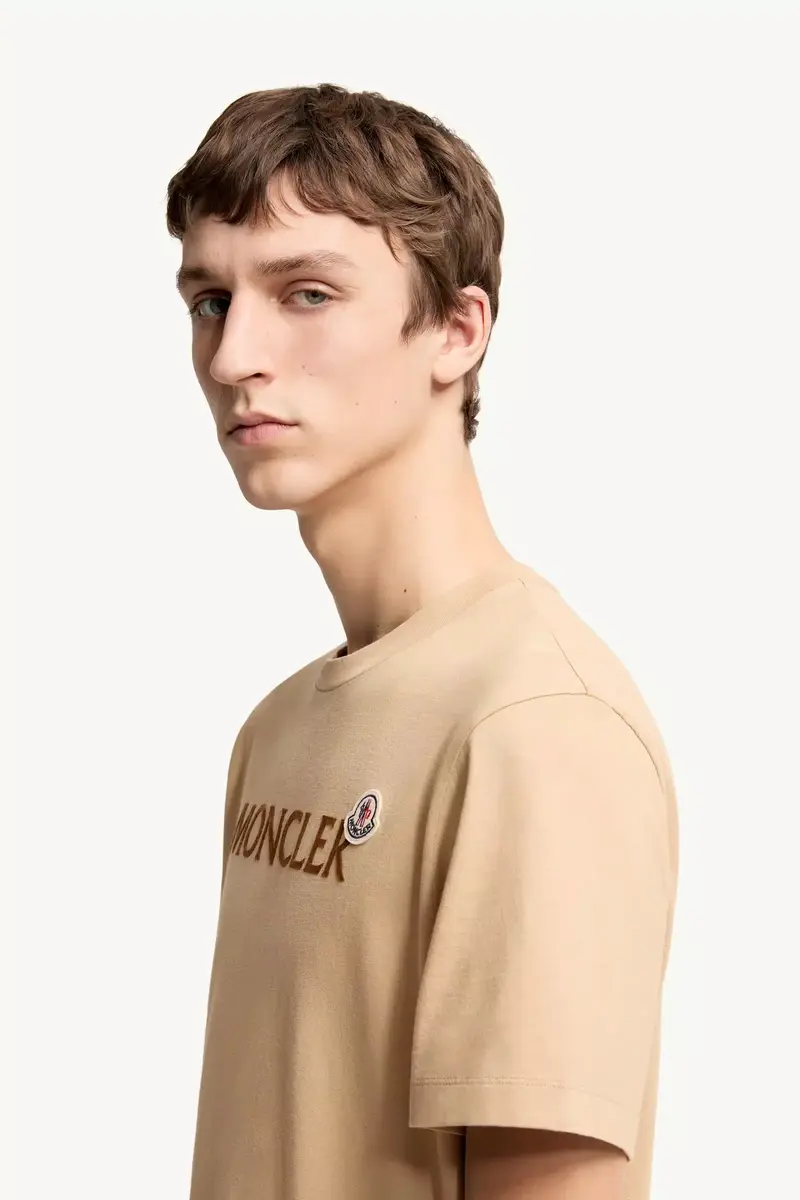Moncler Flocked Logo Cotton T-shirt | Thumbnail 4 Moncler Flocked Logo Cotton T-shirt | Thumbnail 4