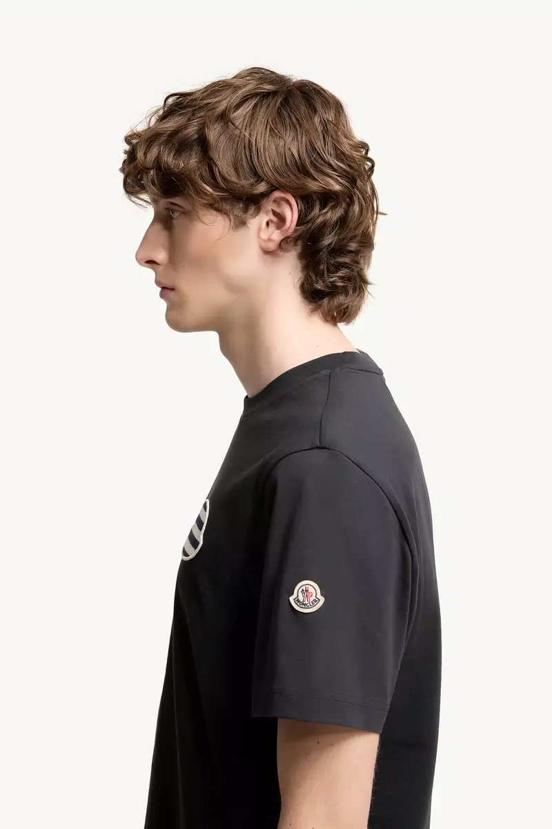 Moncler Striped Logo Cotton Jersey T-shirt | Thumbnail 3