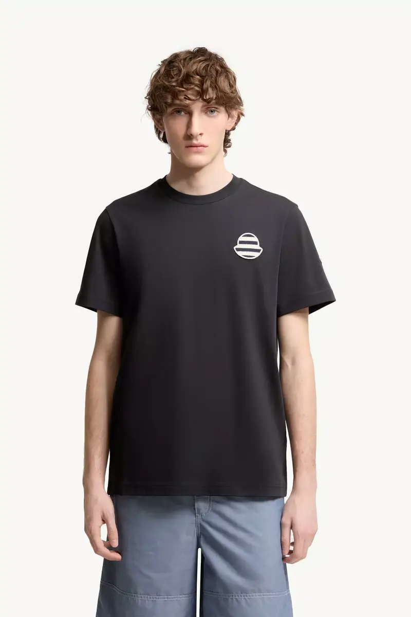 Moncler Striped Logo Cotton Jersey T-shirt | Thumbnail 4