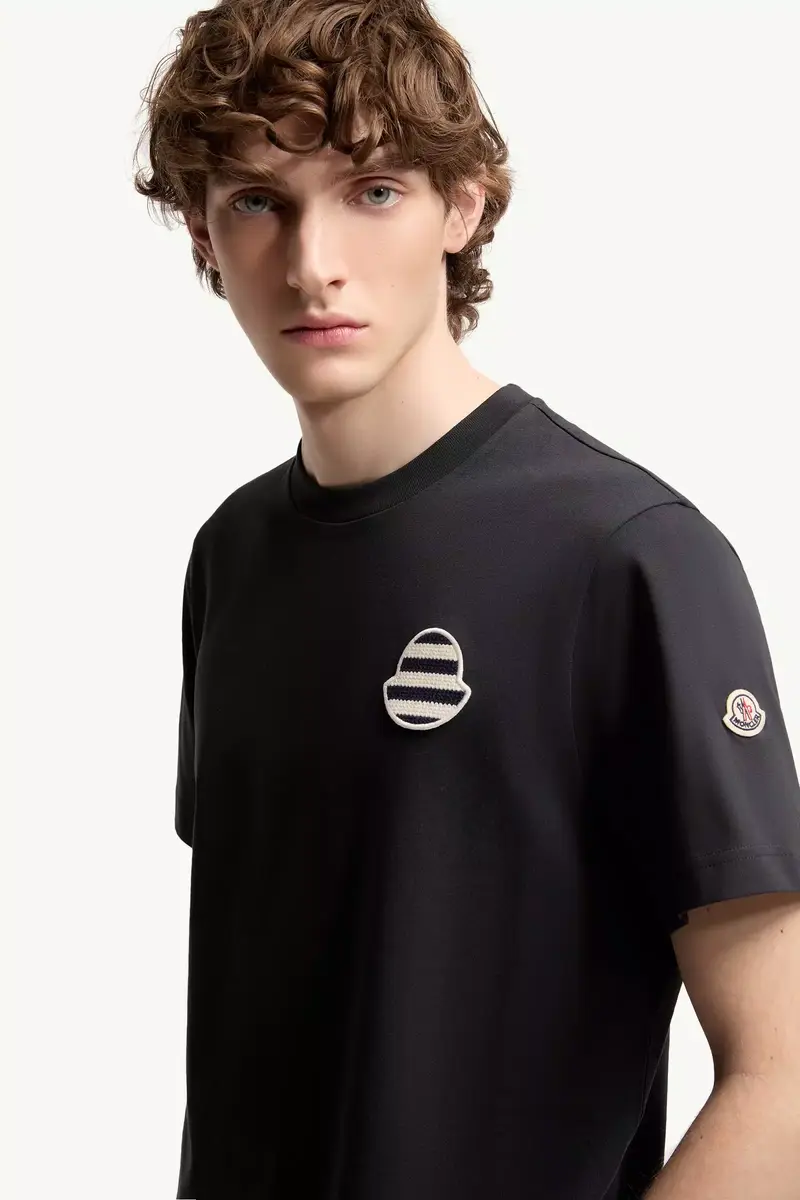 Moncler Striped Logo Cotton Jersey T-shirt | Thumbnail 6