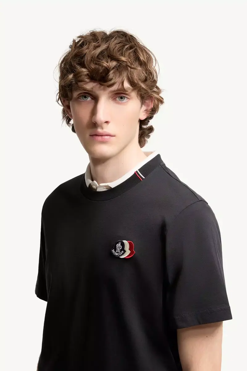 Moncler Embroidered Tricolor Logo Cotton T-shirt | Thumbnail 4 Moncler Embroidered Tricolor Logo Cotton T-shirt | Thumbnail 4
