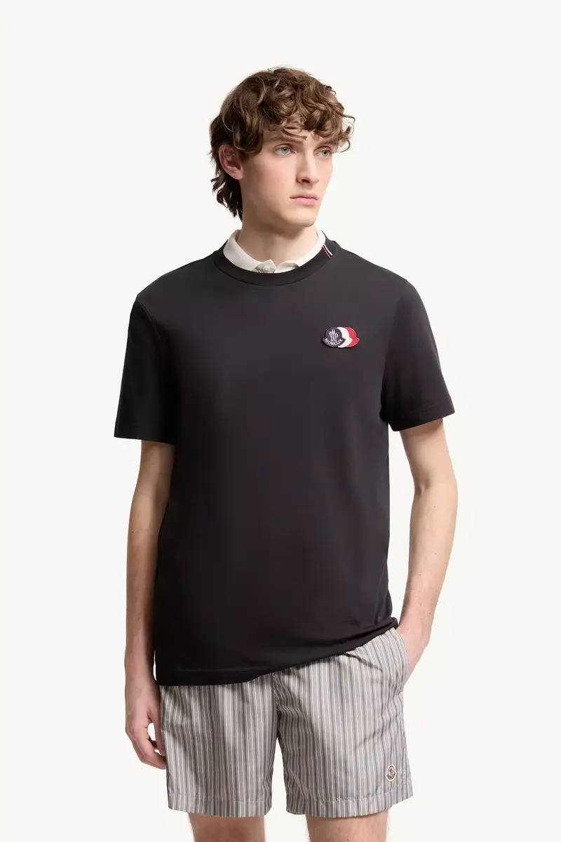 Moncler Embroidered Tricolor Logo Cotton T-shirt | Thumbnail 5 Moncler Embroidered Tricolor Logo Cotton T-shirt | Thumbnail 5