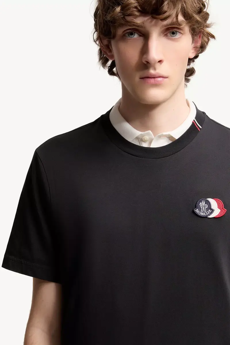 Moncler Embroidered Tricolor Logo Cotton T-shirt | Thumbnail 7 Moncler Embroidered Tricolor Logo Cotton T-shirt | Thumbnail 7
