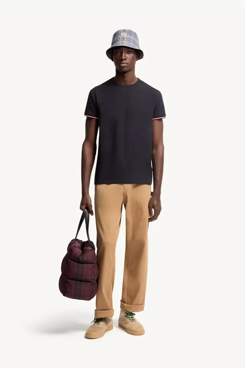 Moncler Tricolor-trimmed Cotton T-shirt | Thumbnail 3