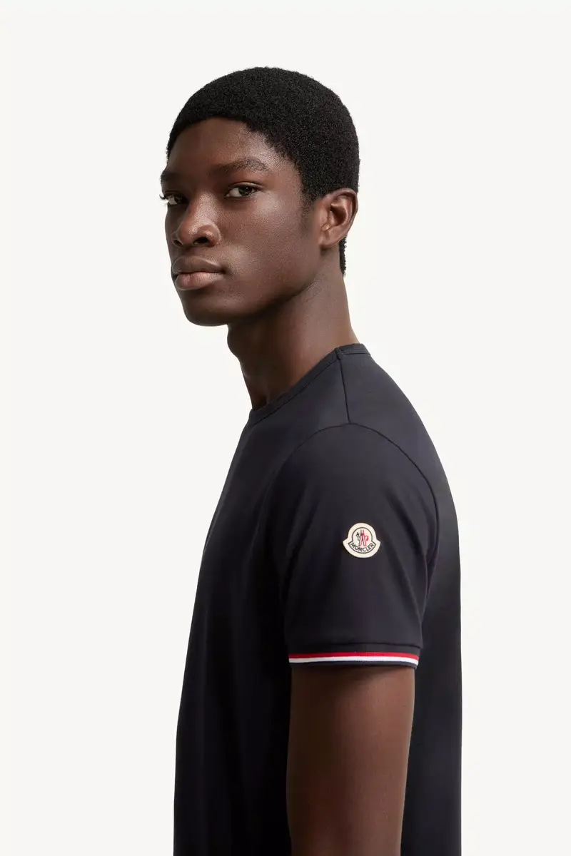 Moncler Tricolor-trimmed Cotton T-shirt | Thumbnail 4
