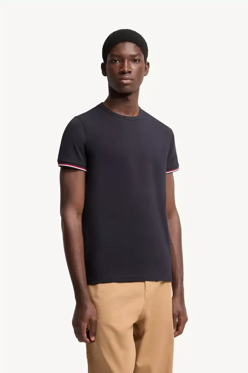 Moncler Tricolor-trimmed Cotton T-shirt | Thumbnail 5