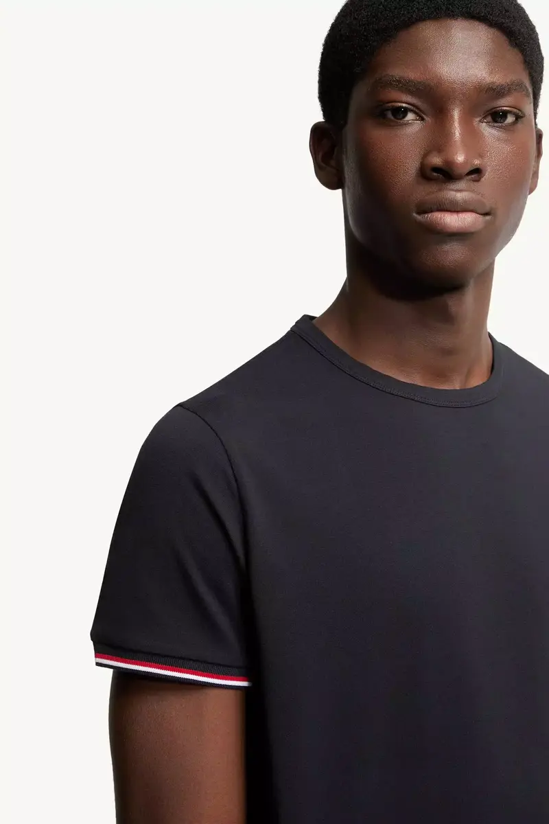 Moncler Tricolor-trimmed Cotton T-shirt | Thumbnail 7