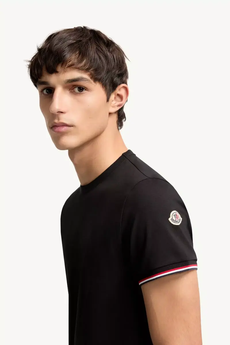 Moncler Tricolor-trimmed Cotton T-shirt | Thumbnail 4 Moncler Tricolor-trimmed Cotton T-shirt | Thumbnail 4