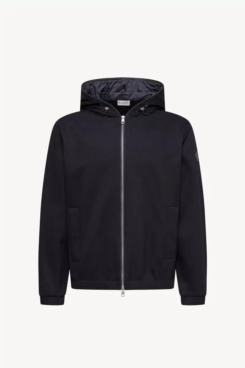 Moncler Leather Logo Cotton Blend Zip-up Hoodie | Thumbnail 2 Moncler Leather Logo Cotton Blend Zip-up Hoodie | Thumbnail 2