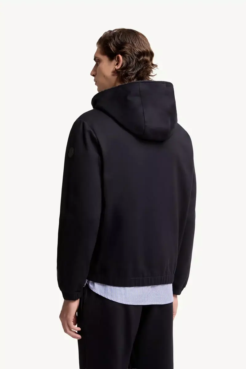 Moncler Leather Logo Cotton Blend Zip-up Hoodie | Thumbnail 6 Moncler Leather Logo Cotton Blend Zip-up Hoodie | Thumbnail 6