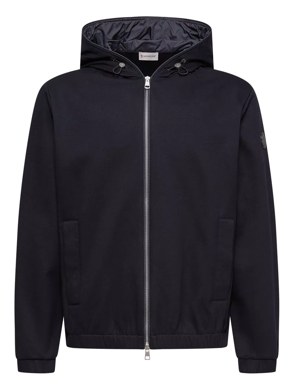 Leather Logo Cotton Blend Zip-up Hoodie