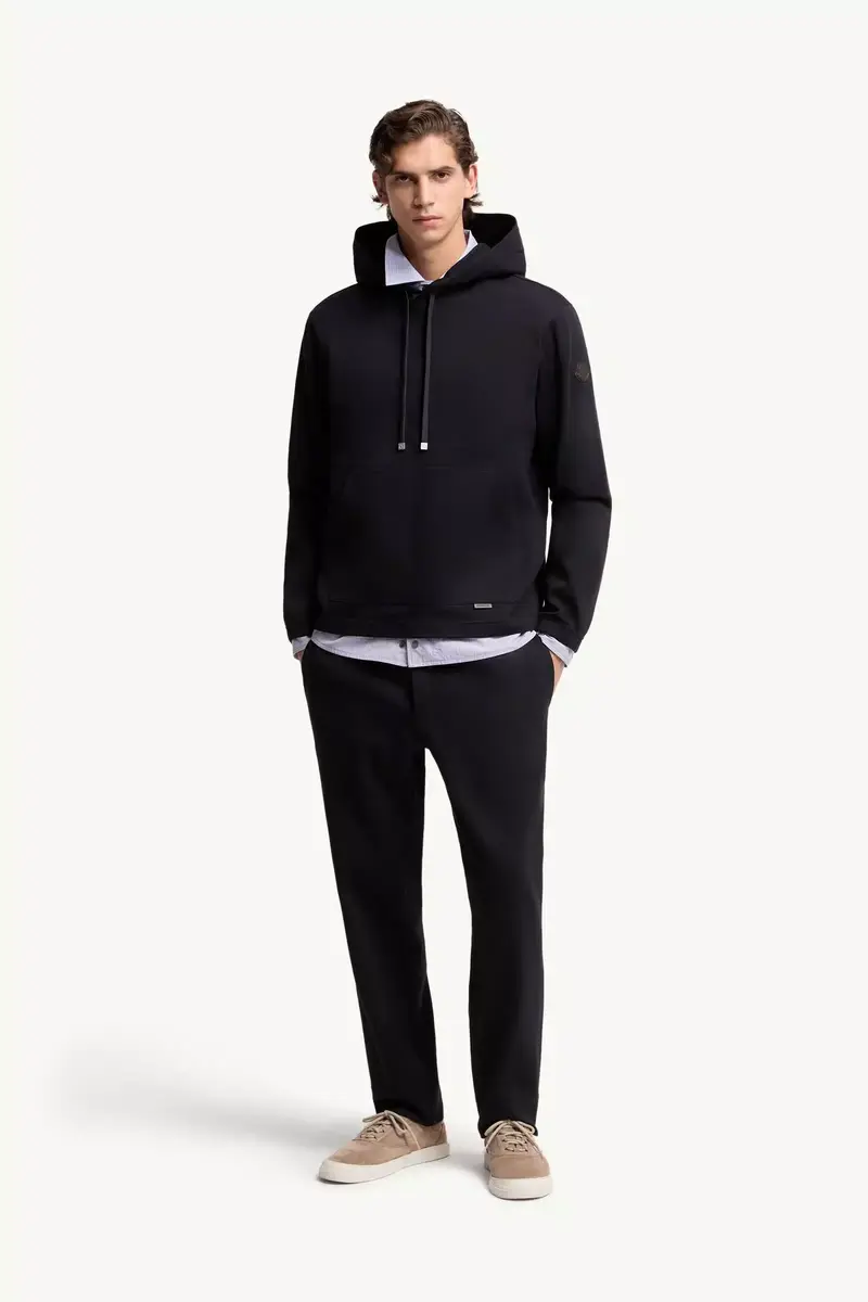 Moncler Leather Logo Cotton Blend Hoodie | Thumbnail 3 Moncler Leather Logo Cotton Blend Hoodie | Thumbnail 3