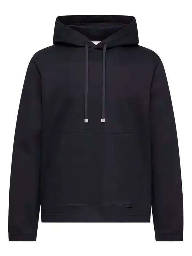 Leather Logo Cotton Blend Hoodie Leather Logo Cotton Blend Hoodie