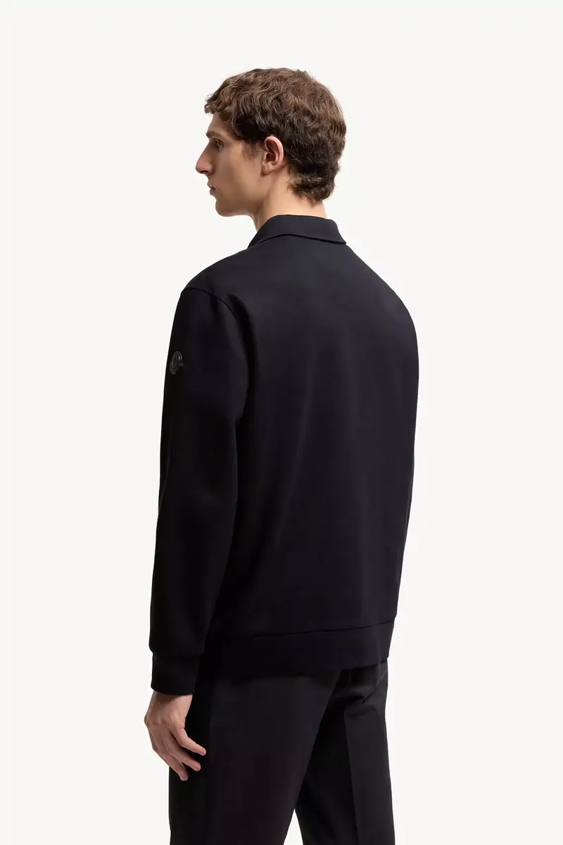 Moncler Leather Logo Cotton Blend Half-zipper Sweatshirt | Thumbnail 6