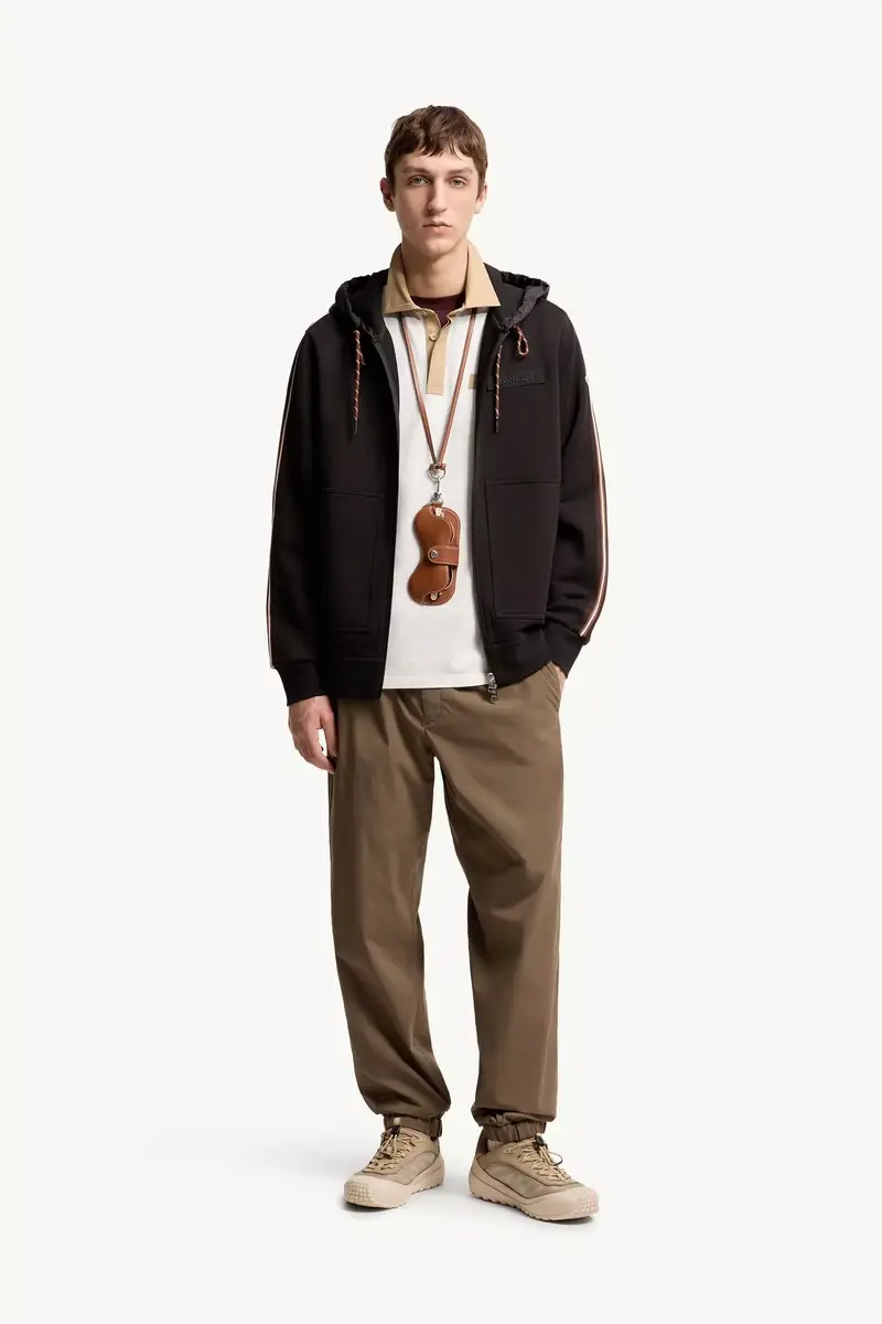 Moncler Striped Logo Cotton Hoodie | Thumbnail 3