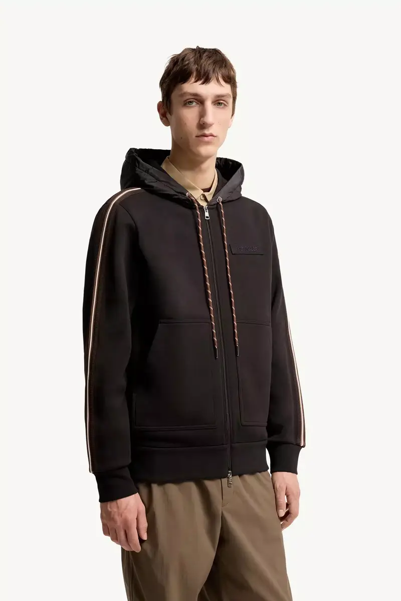 Moncler Striped Logo Cotton Hoodie | Thumbnail 5