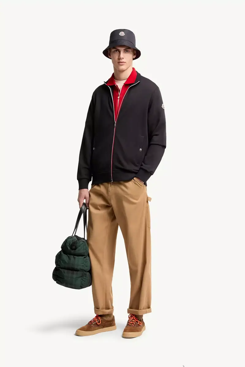 Moncler Tricolor-trimmed Cotton Zip-up Sweatshirt | Thumbnail 3