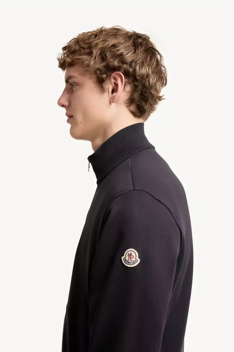 Moncler Tricolor-trimmed Cotton Zip-up Sweatshirt | Thumbnail 4