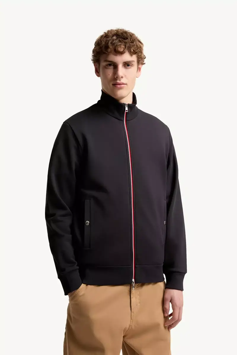 Moncler Tricolor-trimmed Cotton Zip-up Sweatshirt | Thumbnail 5
